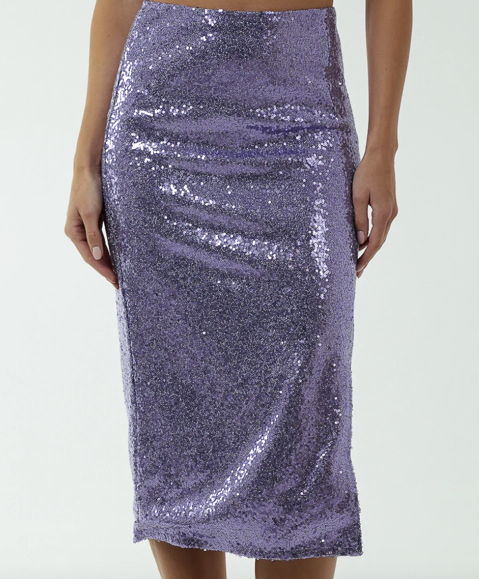 purple sequin pencil skirt